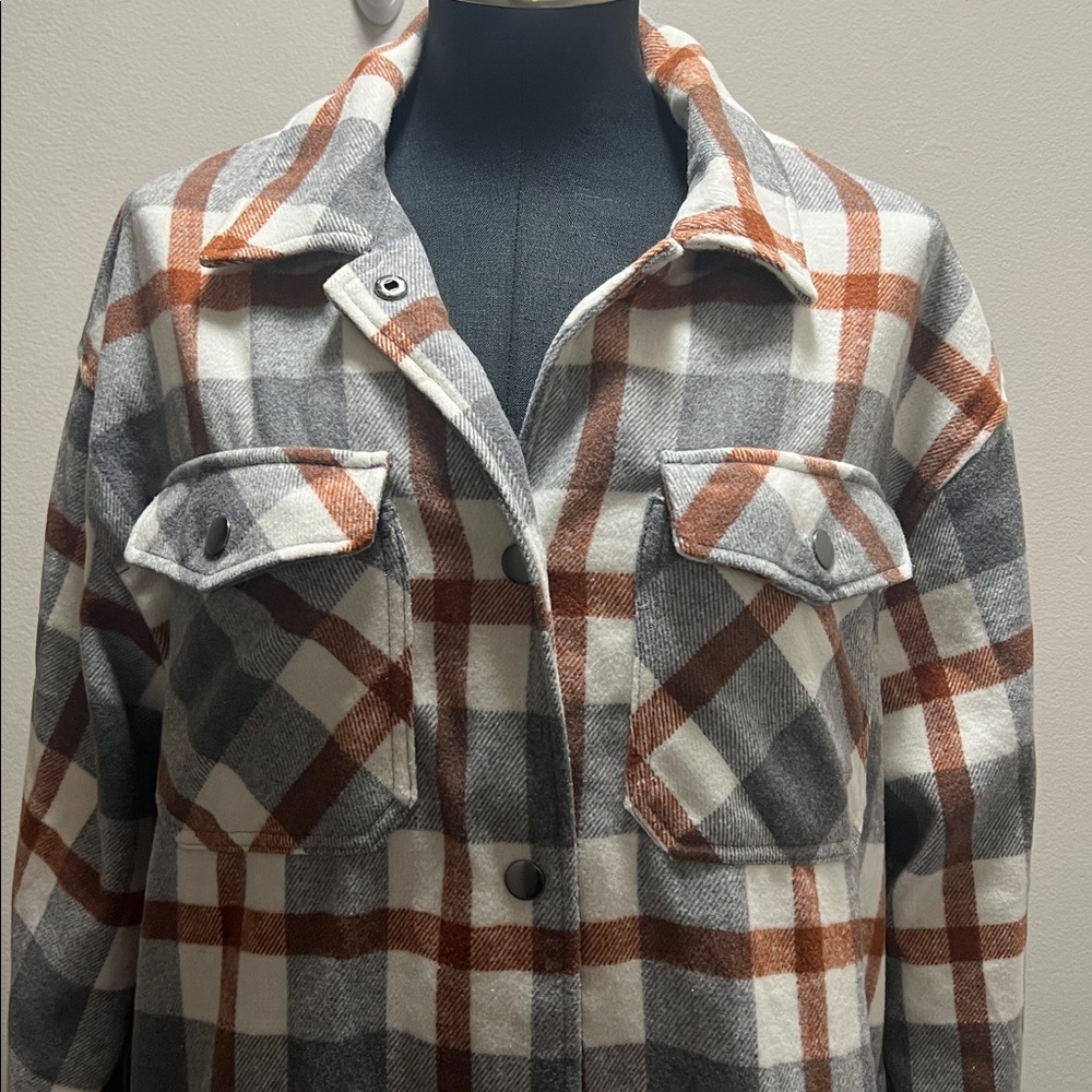 Plaid Button-Up Jacket - Picture 2 of 8
